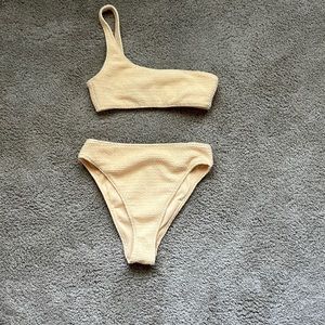 Yellow pacsun one shoulder bikini size extra small